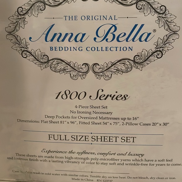 New Anna Bella 4-piece Full Size Sheet Set, beige - Picture 2 of 3